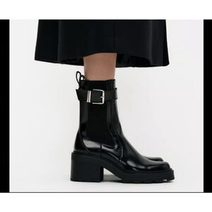 Zara Buckled High Heeled Chelsea Ankle Boots Size 39 EU 8 US